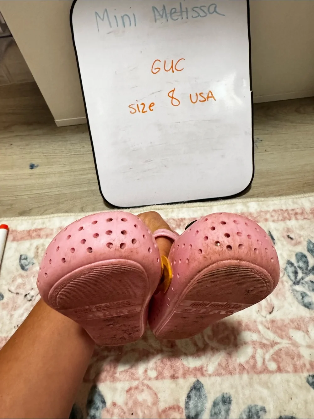Mini Melissa Pink Jelly Mary Jane Sandals with Yellow Heel Accents